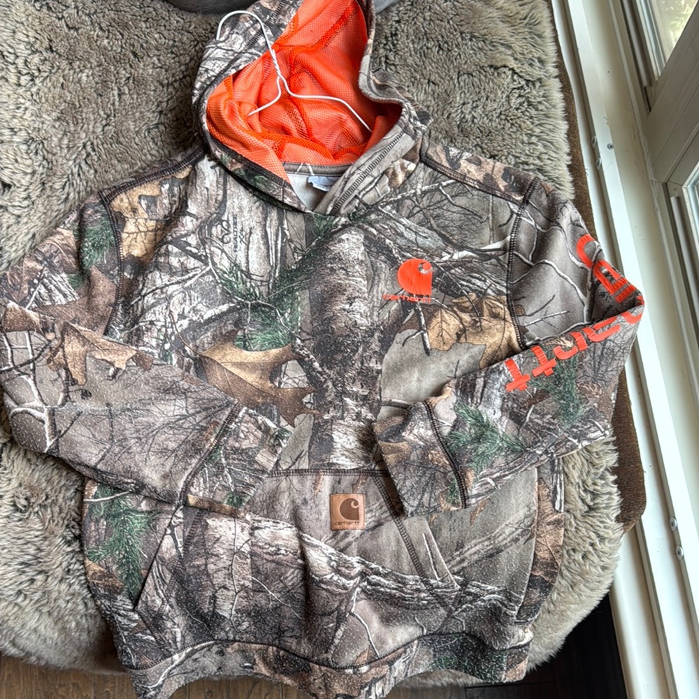 Kids Camouflage Hoodie with Orange Accents